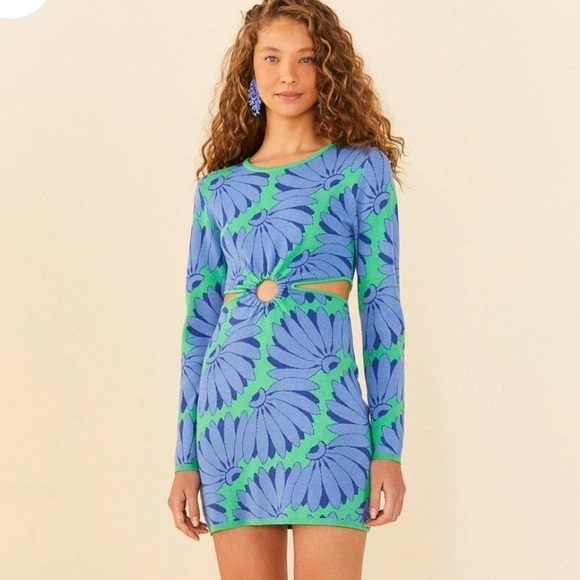 Farm‎ Rio Green Copacabana Mini Knit Dress - Picture 1 of 12